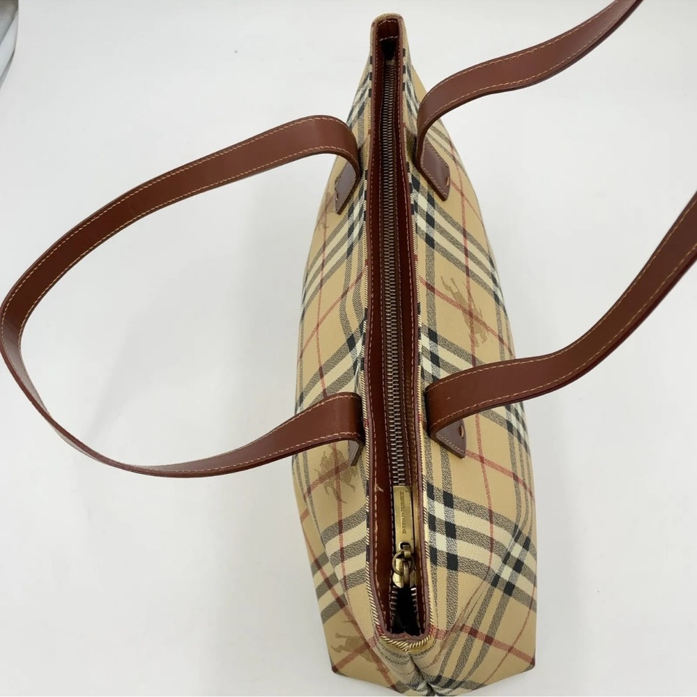 Auth Burberry Beige Nova Red Check Tote Bag Nylon and Burberry dust bag - Picture 12 of 17